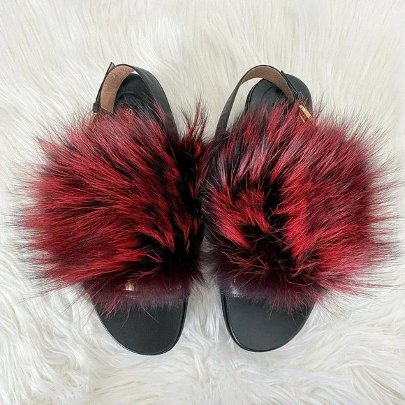 Sergio Rossi Fur Platform Wedge Slingback Sandal - Picture 3 of 12